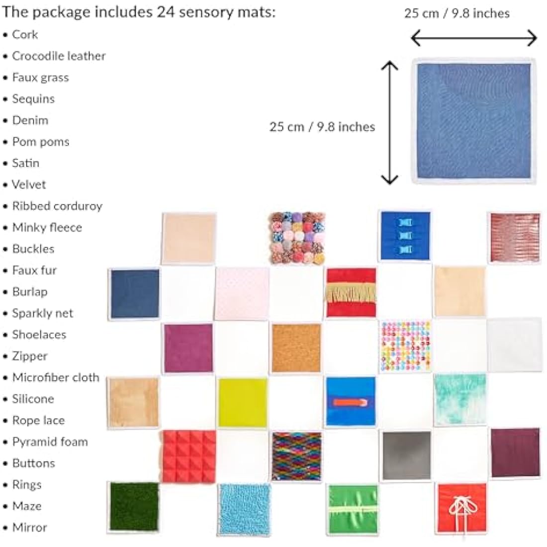 Tactile Sensory Wall Panels & Floor Tiles - 24 Piece Set