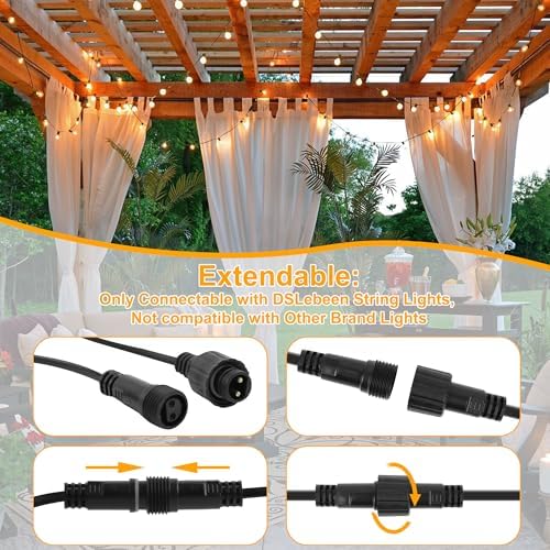 DSLebeen 150FT LED Festoon Lights – G40 Outdoor Garden String Lights