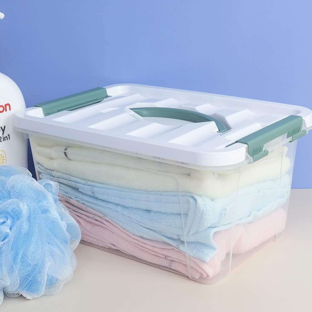Leendines Set of 6 Clear Storage Boxes with Lid, Plastic Small Boxes, 7 Liters - image 4