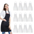 Nobondo White Cooking Aprons with Pockets – 12 Pack Bulk Unisex Set