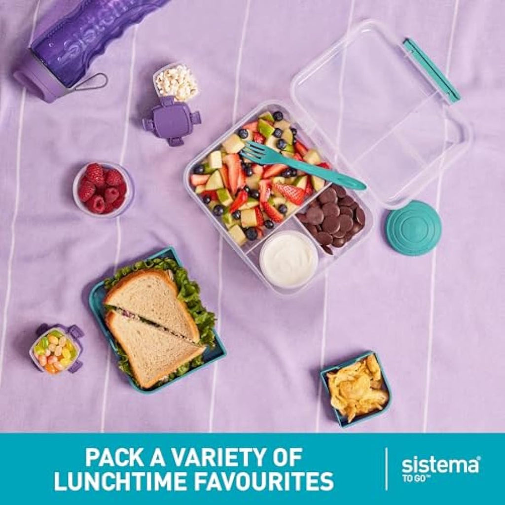 Sistema Bento Box Lunch Container with Compartments, 1.65L - Minty Teal