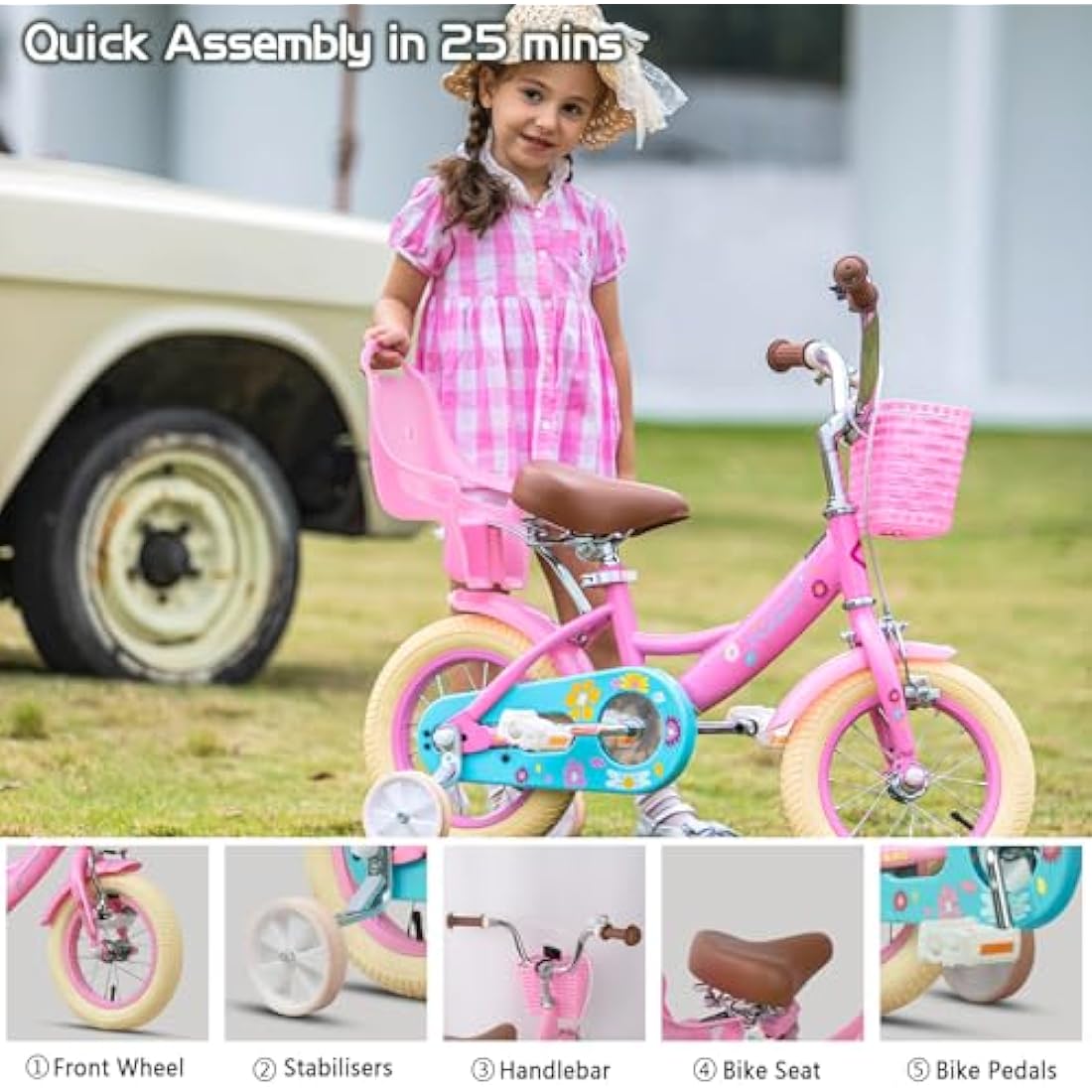 Glerc Maggie 14 Inch Girls Bicycle with Doll Seat and Basket