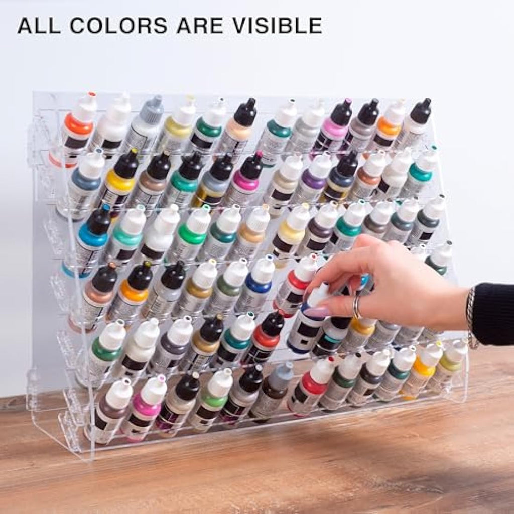 Plydolex Acrylic Citadel Paint Rack Organizer - 60 Hole Wall-Mounted Shelf