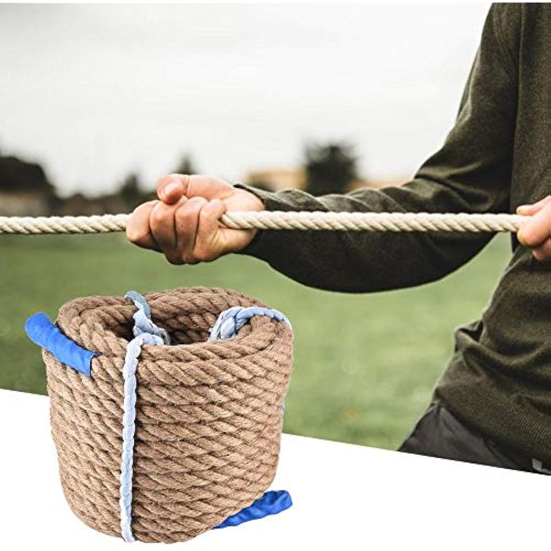 Alomejor 20m Natural Jute Rope – 20mm Heavy Duty Tug-of-War Twine