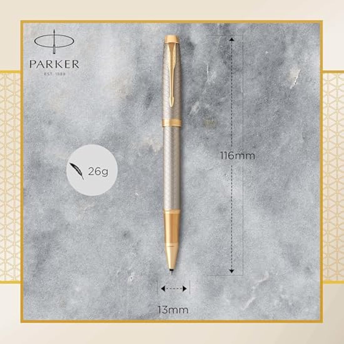 Parker IM Rollerball Pen – Premium Warm Silver Fine Point Black Ink