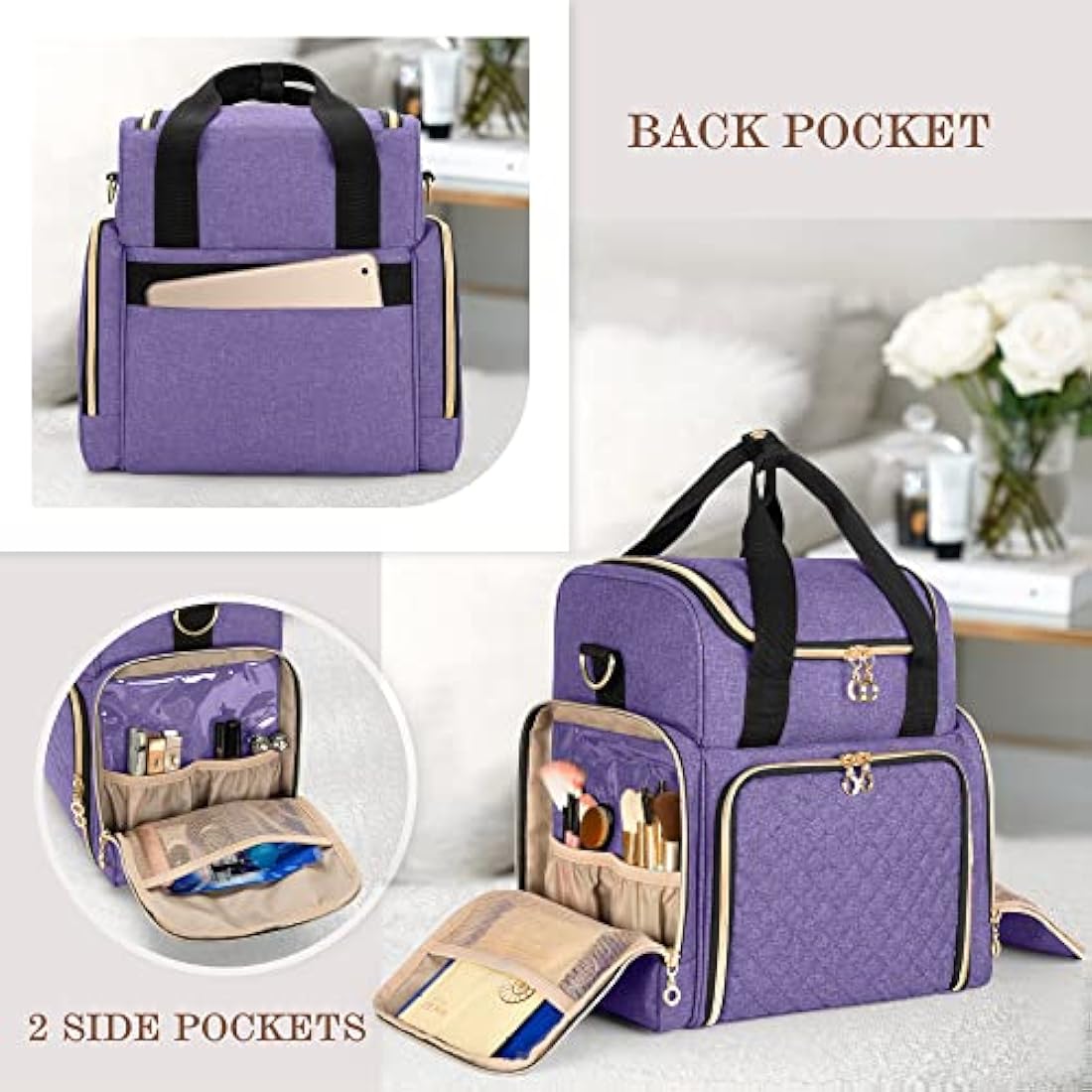 Travel Makeup Bag | Portable Cosmetic Case with 2 Inserts