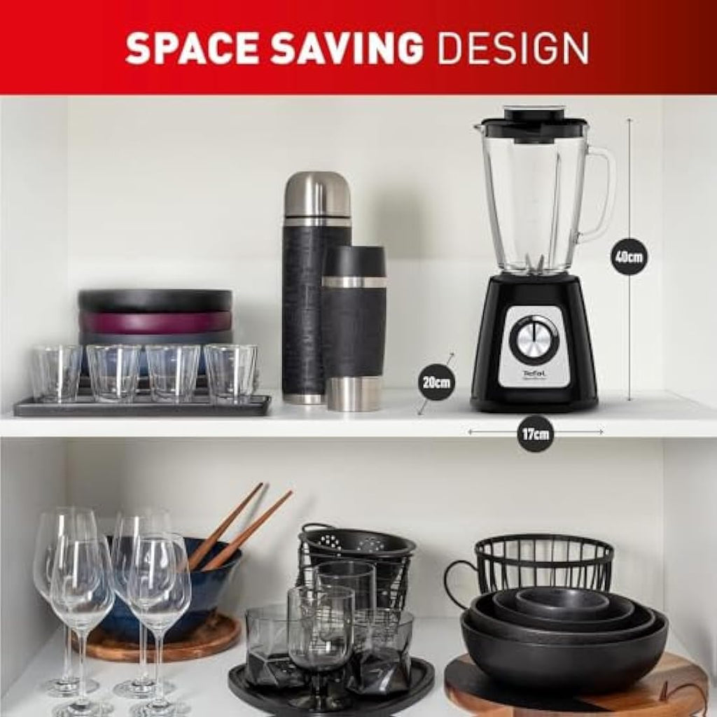 Tefal Blendforce II Glass Jug Blender | 800W Ice Crush | Black