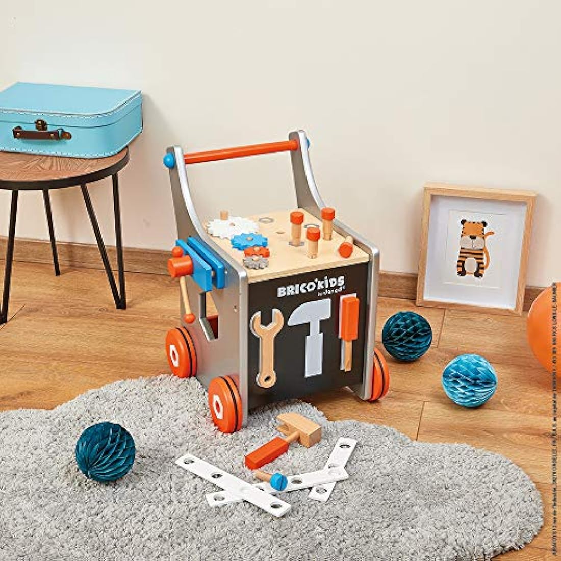 Janod Brico'Kids Wooden DIY Trolley - Magnetic Pretend Play Tool Set