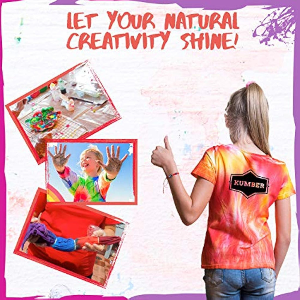 KUMBER Tie Dye Kit for Kids - 5 Colors DIY Art and Craft Set