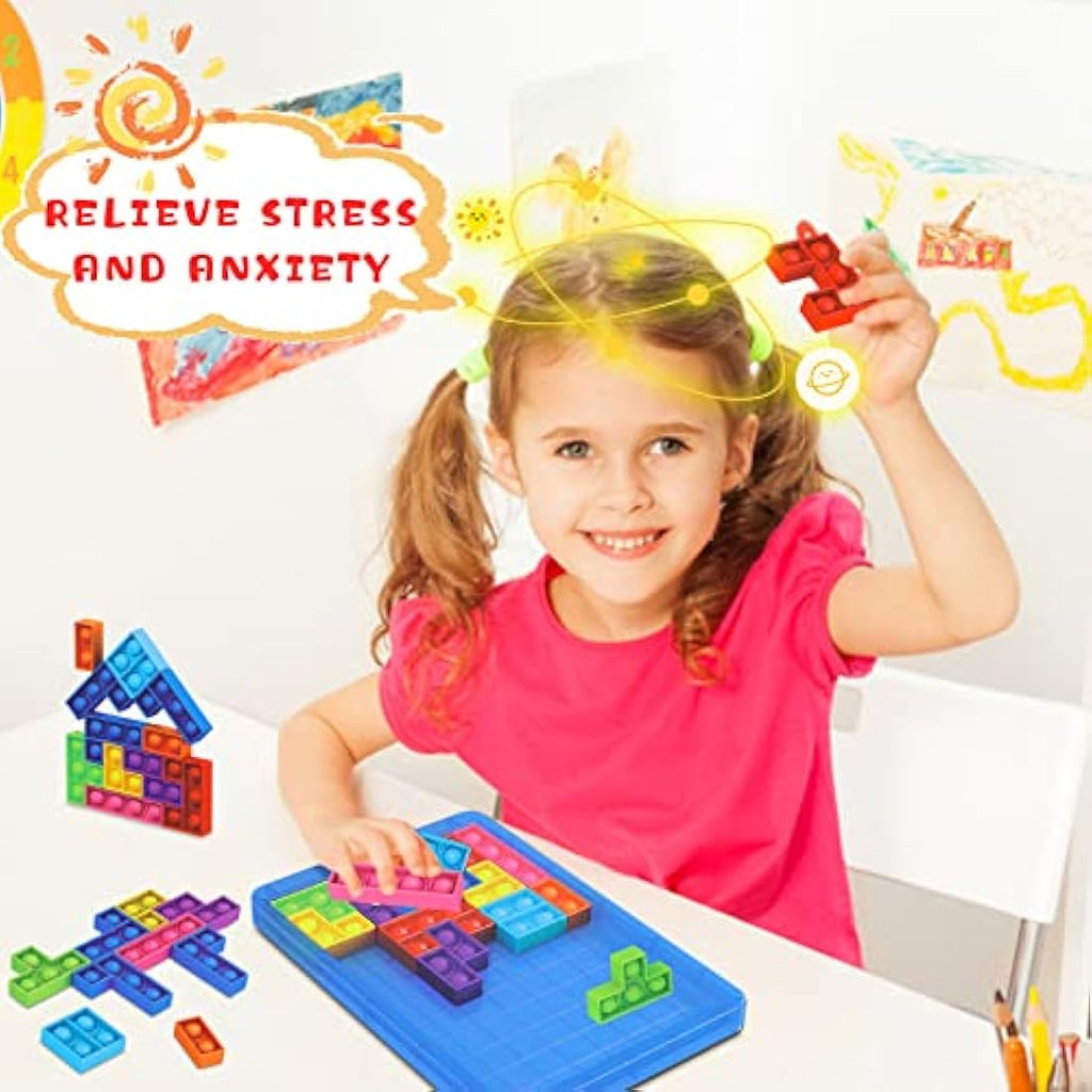 Jolof Store Tetris Pop Puzzle – Silicone Sensory Fidget Toy for Kids