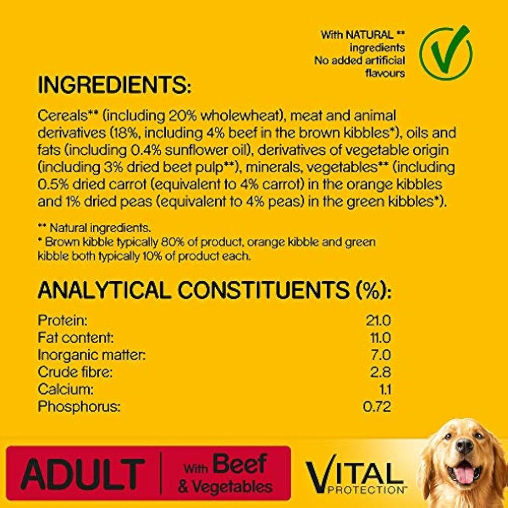Pedigree Dry Dog Food with Beef and Vegetables - 2.6kg Bag
