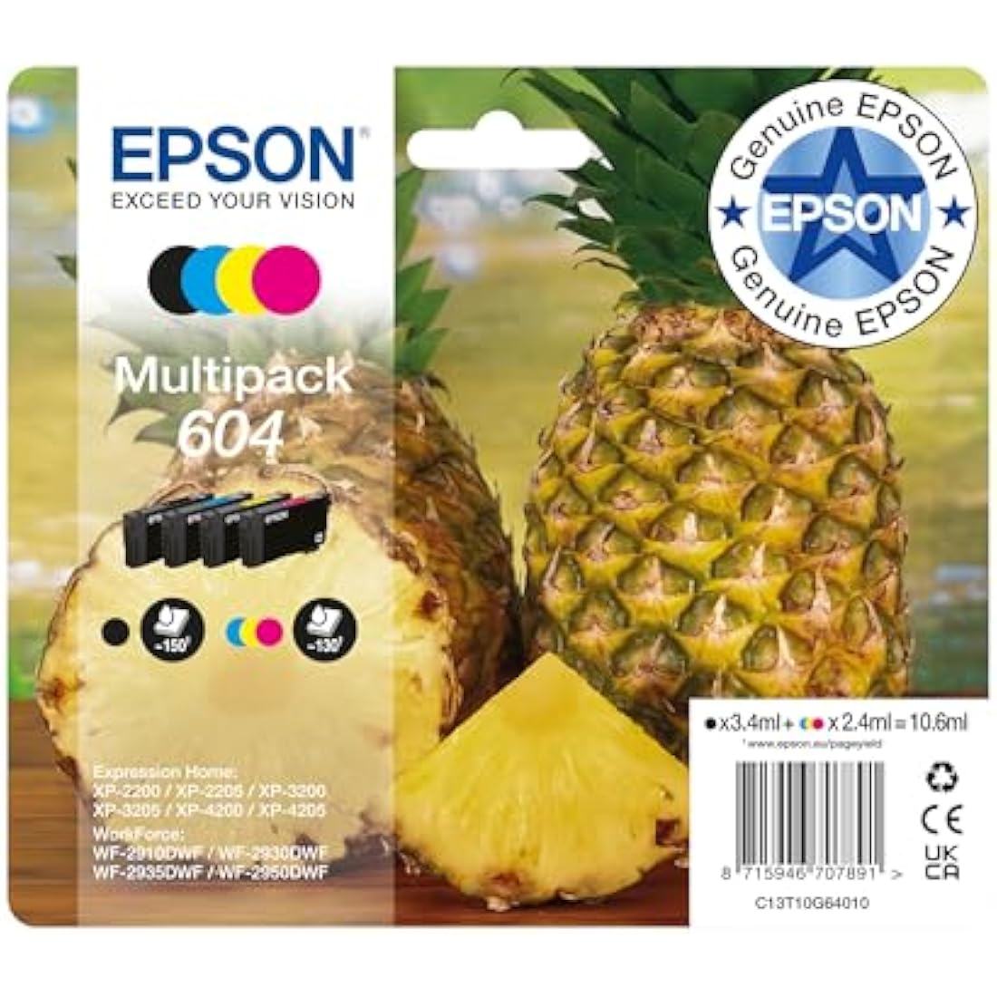 Epson 604 Pineapple Genuine Ink Cartridges Multipack - 4-Colours
