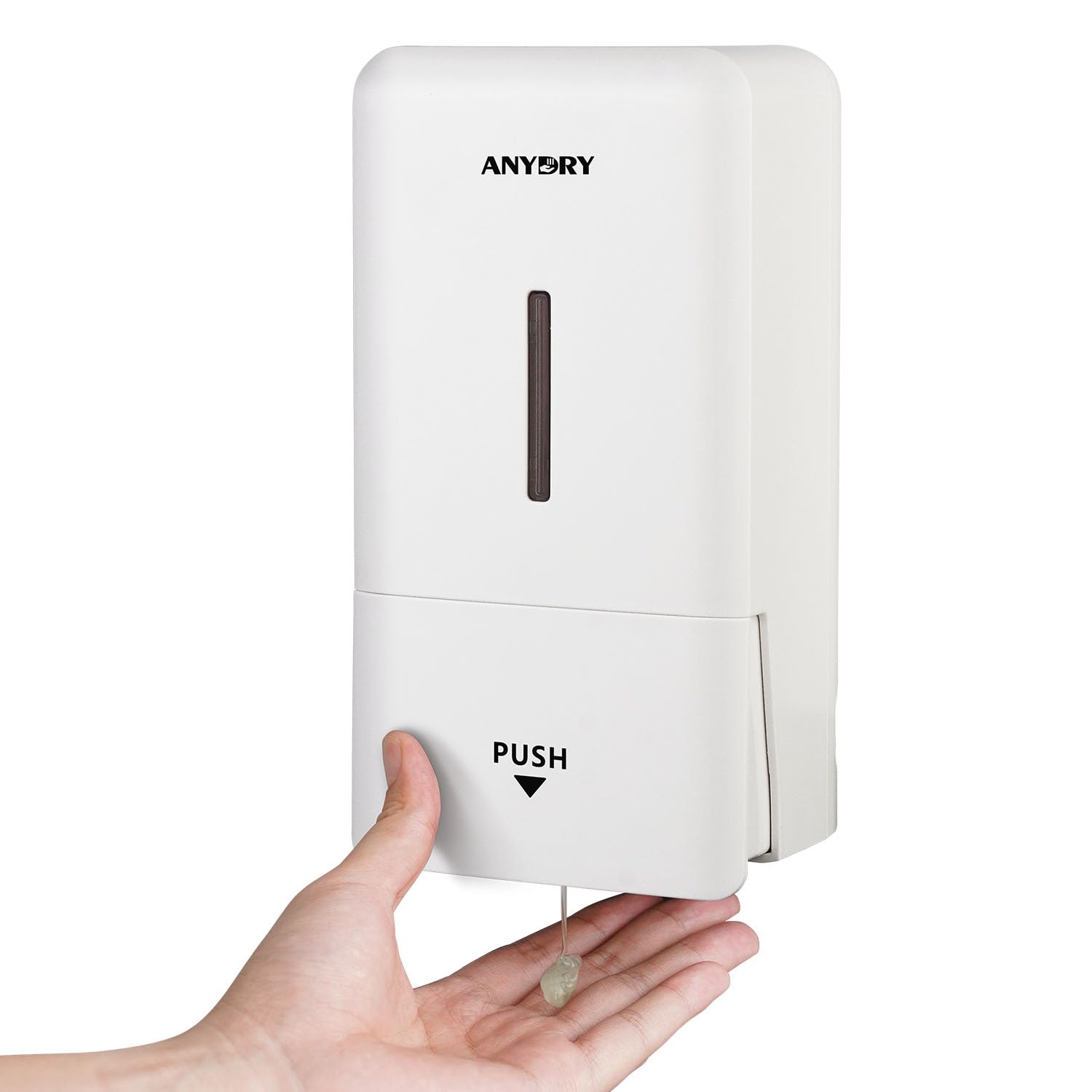 anydry Wall-Mounted Soap Dispenser | 800ml Manual Press - White