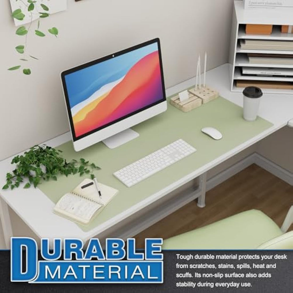 K KNODEL Leather Desk Mat – Dual-Sided Waterproof Office Pad, Light Green