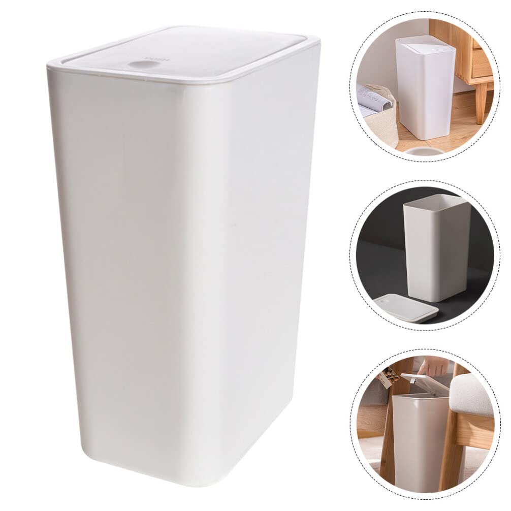 GANAZONO Narrow Garbage can Small Trash Cans with Lid for Bathroom - Garbage Can with Press Type Lid, Narrow Plastic Trash Bin - image 4