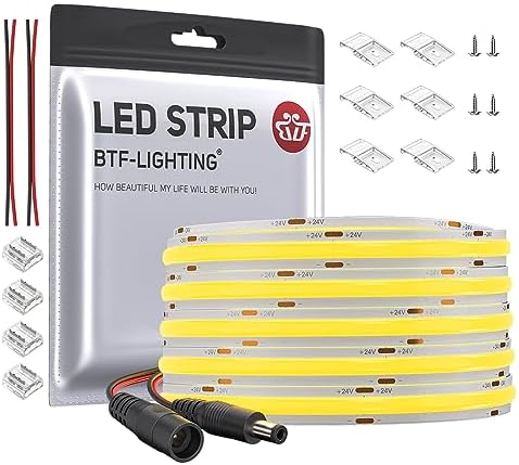 BTF-LIGHTING FCOB COB LED Strip | 3000K Warm White 10M 24V High Density