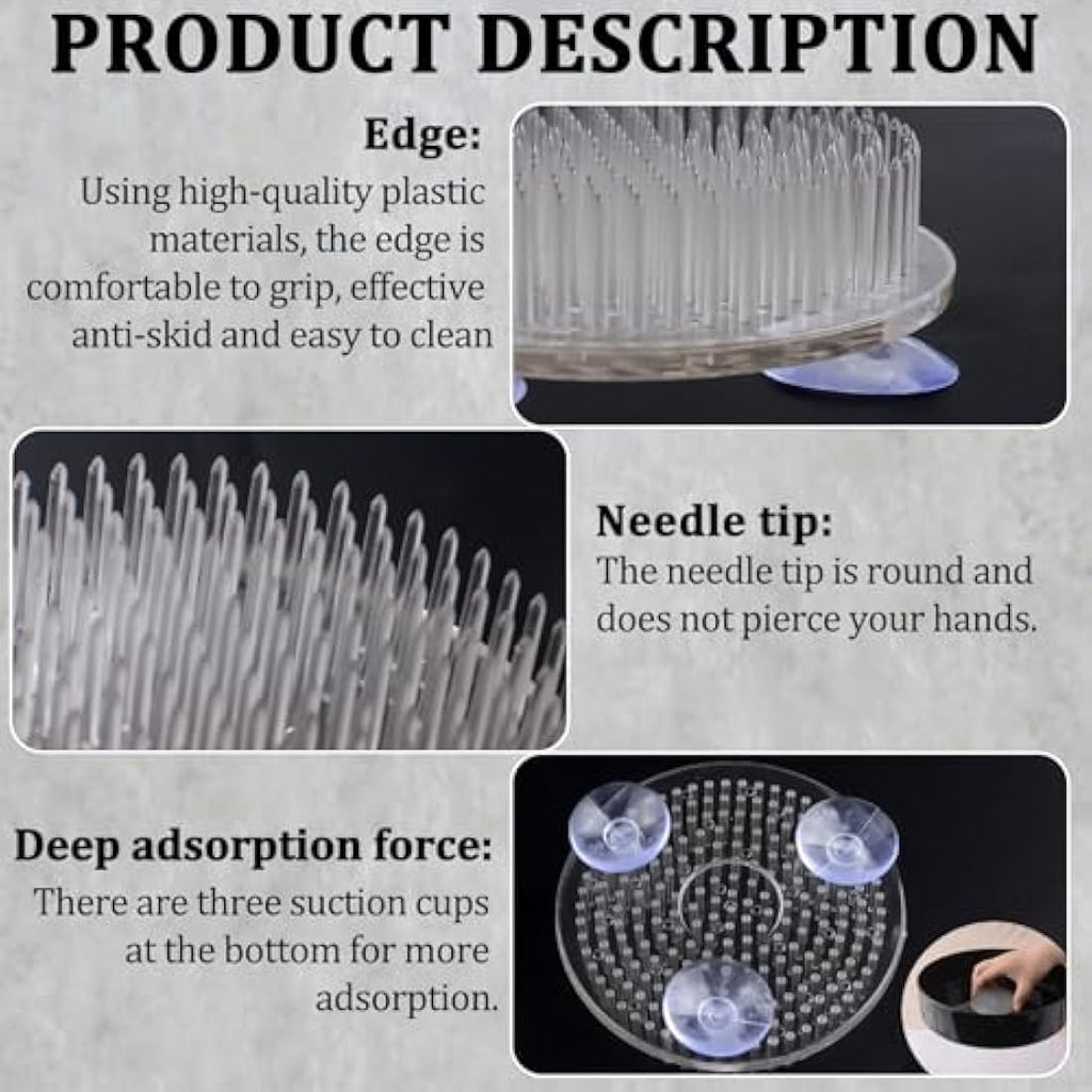 WANDIC Round Clear Plastic Ikebana Kenzan Flower Frog with Suction Cups
