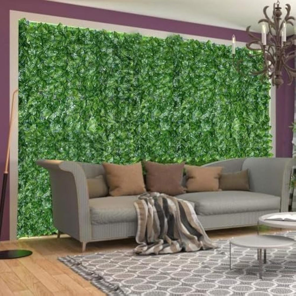 REOVE Artificial Ivy Privacy Fence – Green Plastic Leaf Hedge Panels