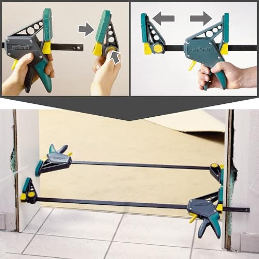 Wolfcraft PRO L One-Hand Clamp | 300mm Steel Rail Woodworking Tool