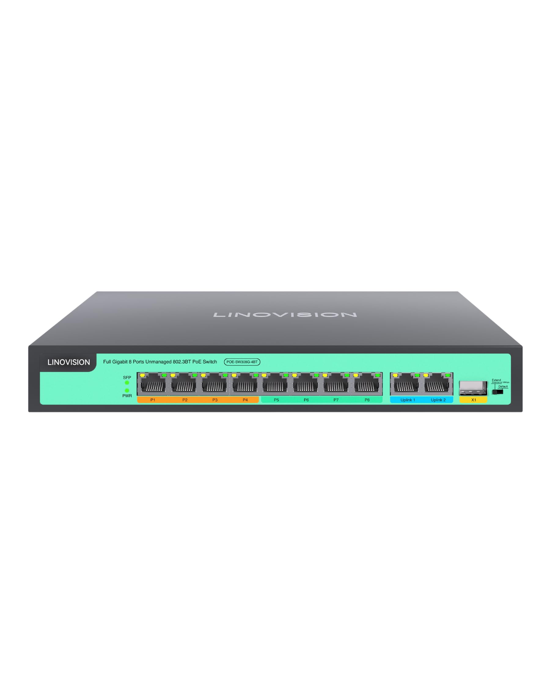 LINOVISION 8 Port Gigabit PoE++ Switch | 90W BT Ports | 120W Budget