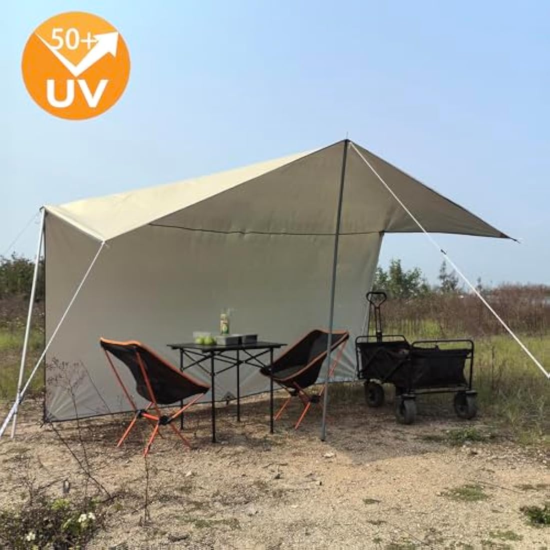 HIDEWALKER Waterproof Camping Tarp – 3x4m Ripstop Tent Rain Fly, Khaki