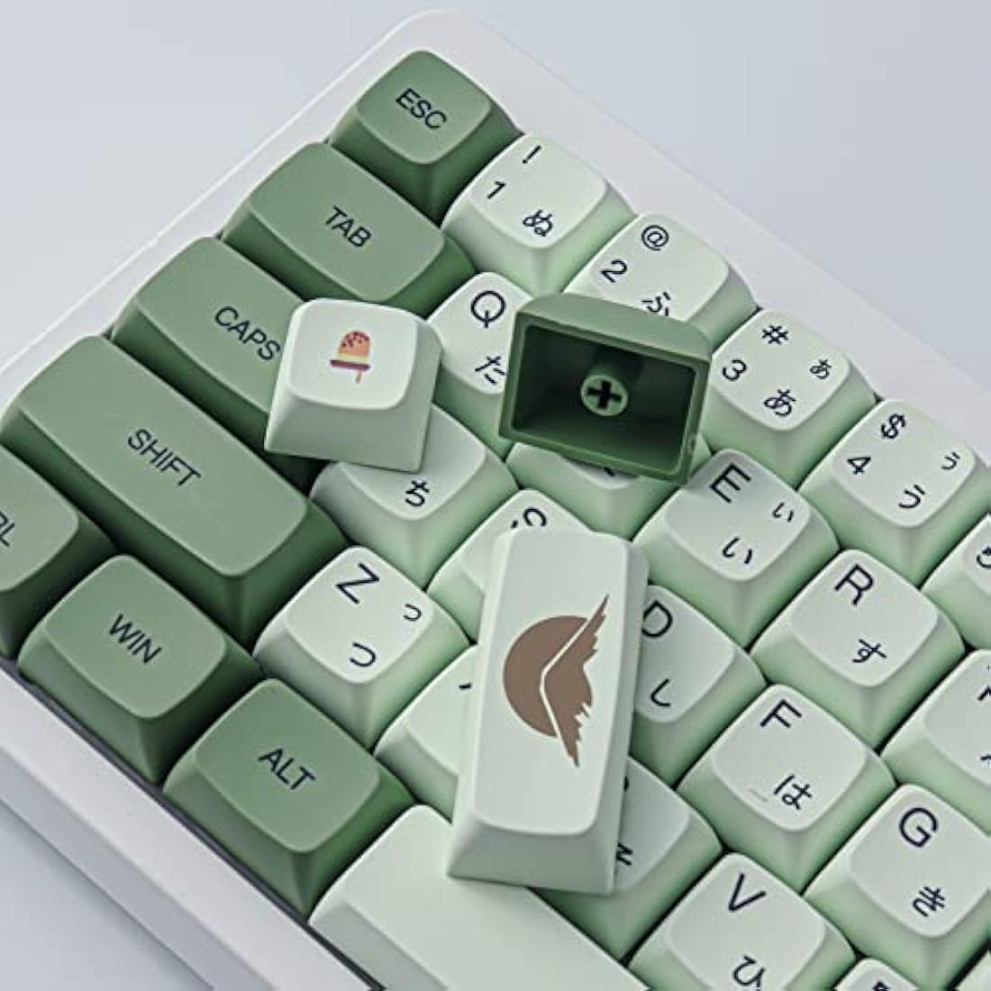 Sunzit Matcha PBT Keycaps - 124 Key XDA Profile Dye-Sub for Cherry MX
