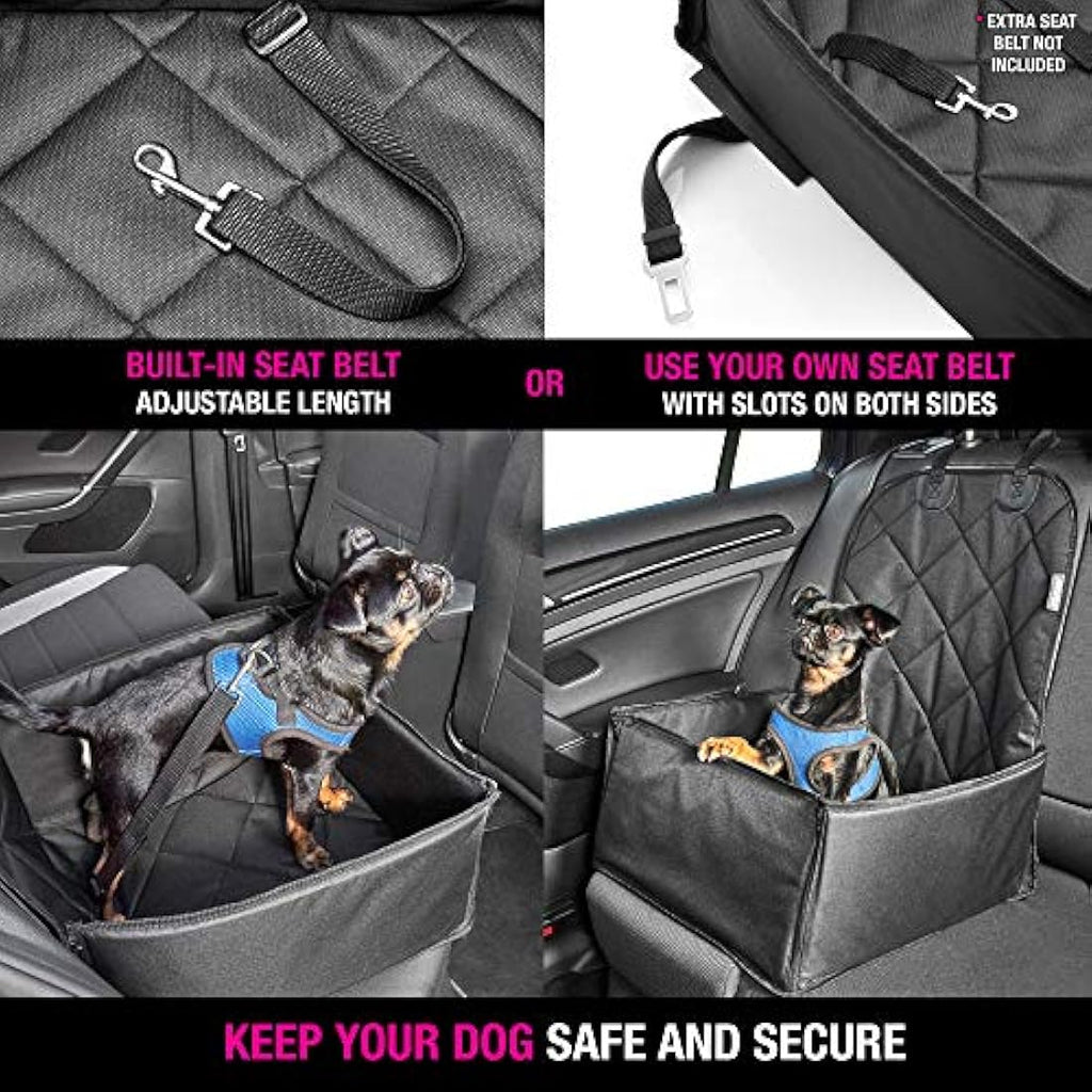 AHUKU Dog Car Seat – Waterproof Booster Seat with Padded Sides & Belt
