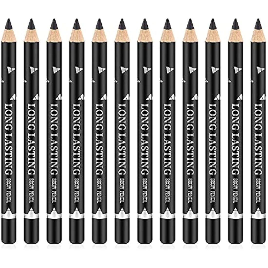 12-Piece Black Eyebrow and Eyeliner Pencil Set - Waterproof