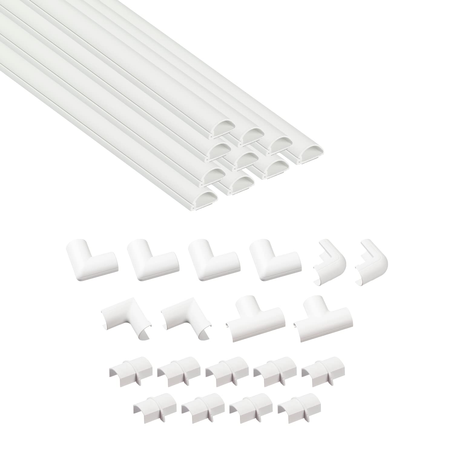 D-Line Micro+ Cable Trunking | 4m Half Round Self-Adhesive Wire Cover - White