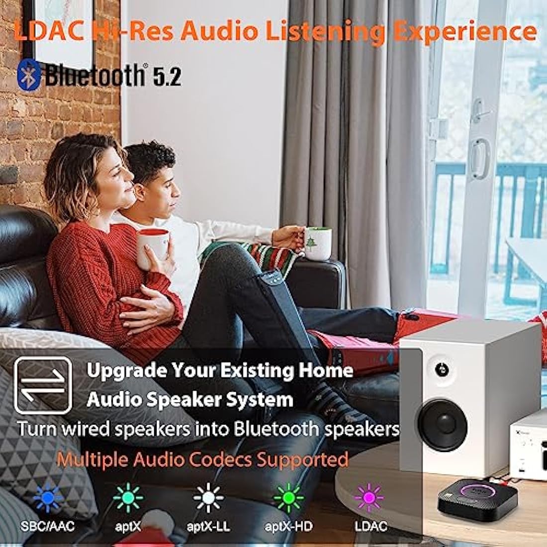 1Mii B06S+ LDAC Bluetooth 5.2 Receiver | Hi-Res Hi-Fi Audio Adapter