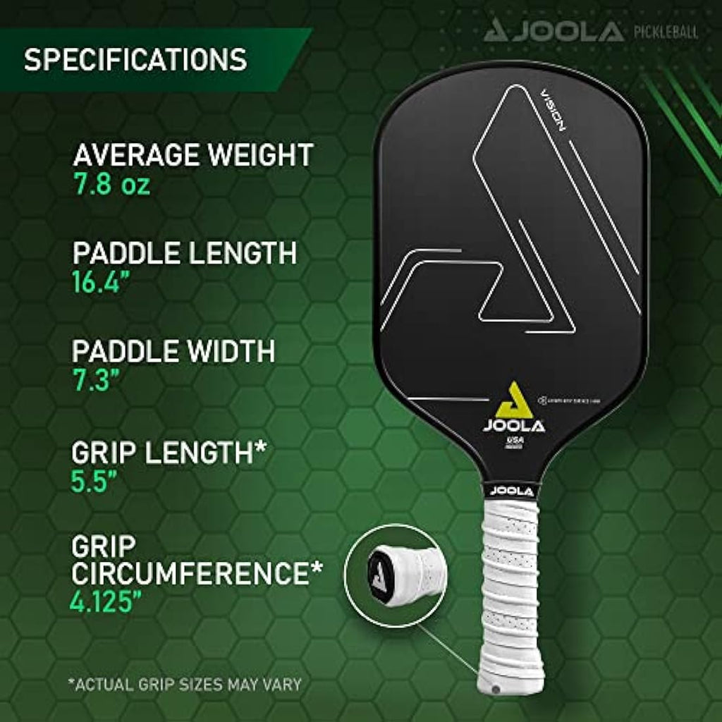JOOLA Vision Pickleball Paddle | Carbon Grip Surface | 14mm Honeycomb Core