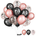 70th Birthday Balloons - 15pc Rose Gold & Black Latex Set