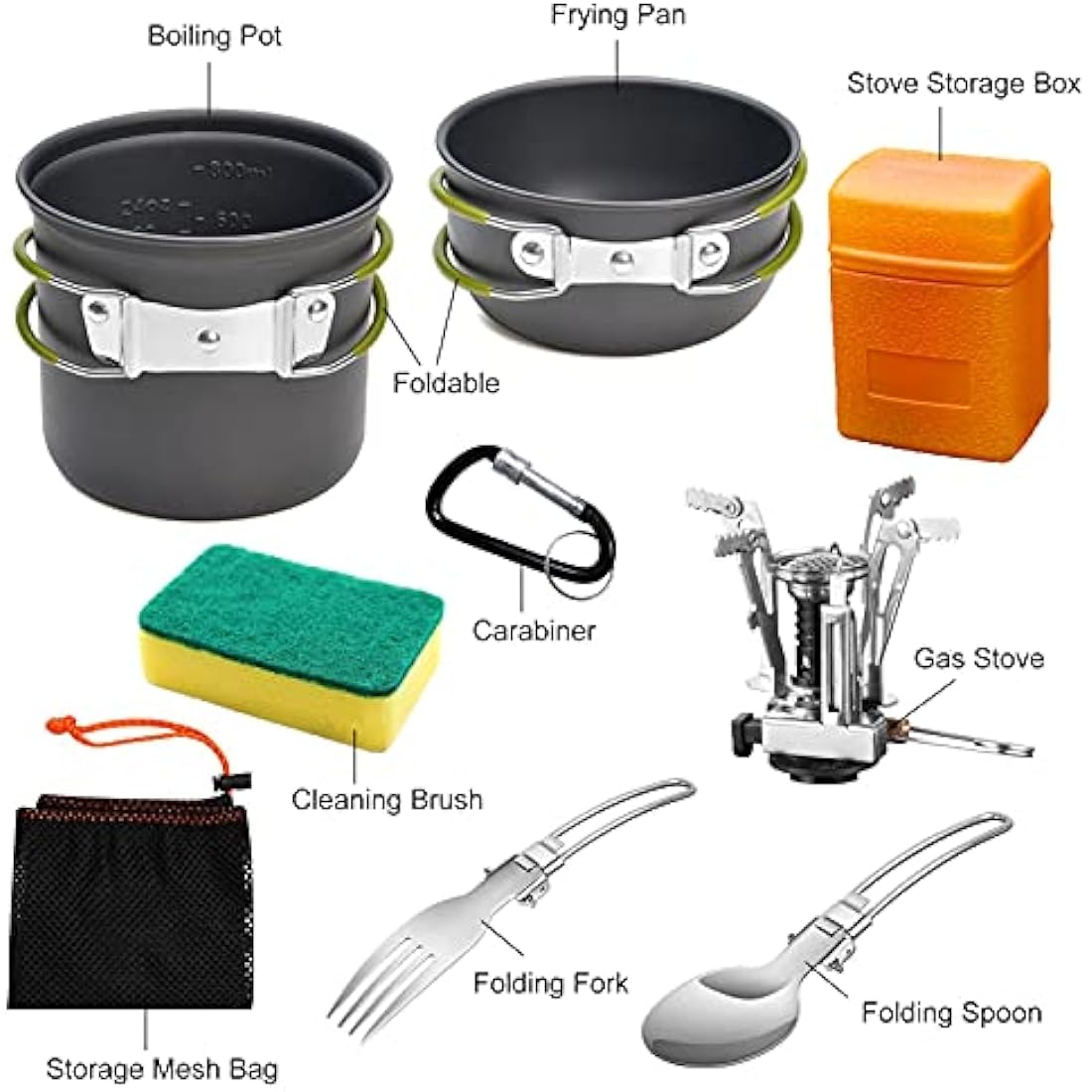 AUTOPkio 9-Piece Camping Cookware Set with Stove | Non-Stick Aluminum