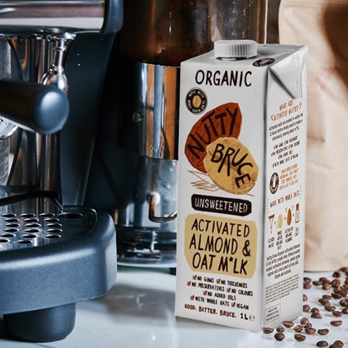 Nutty Bruce Activated Almond & Oat Milk – Organic Vegan Milk 1L (6 Pack)
