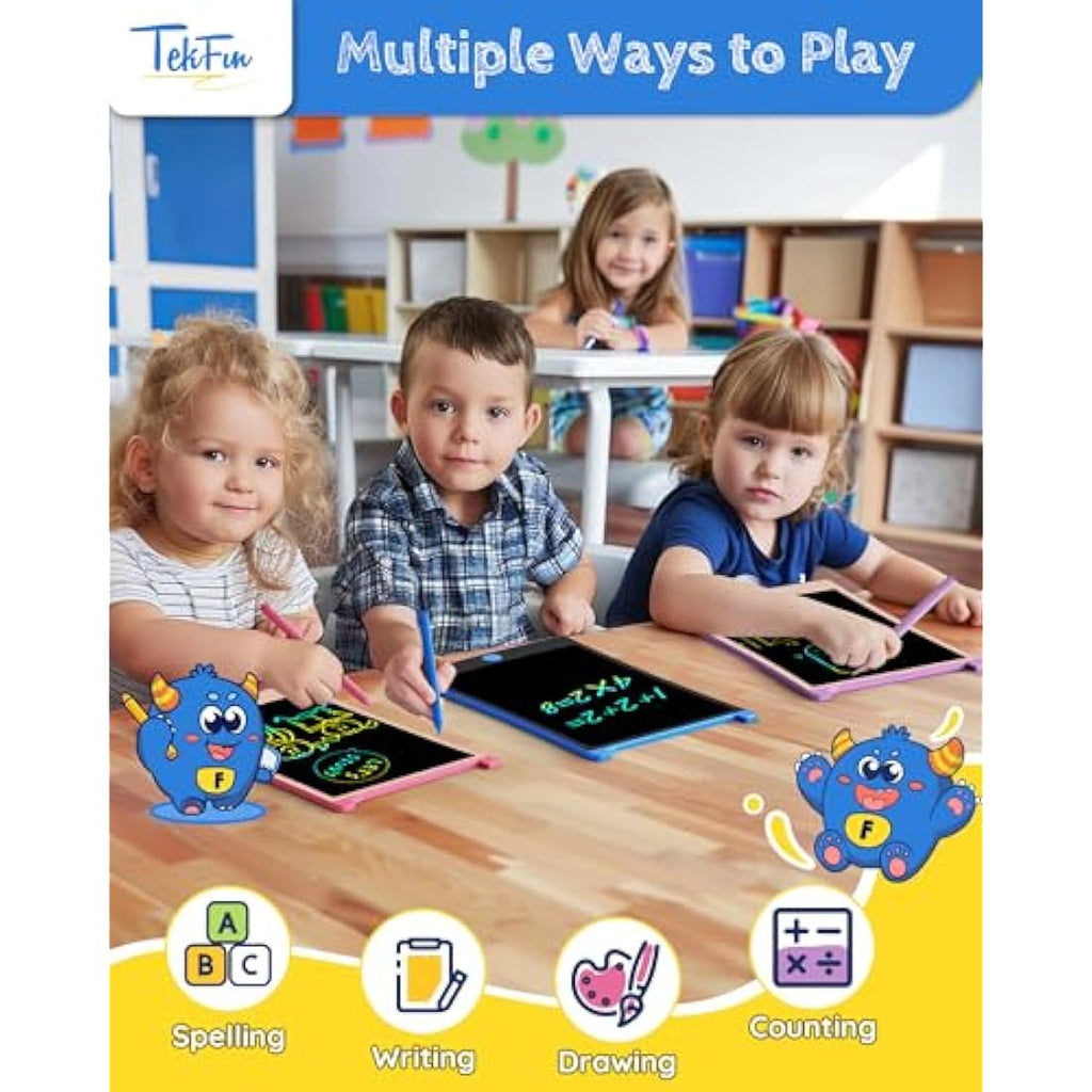 TEKFUN 8.5" LCD Writing Tablet 2-Pack | Colorful Drawing Board for Kids