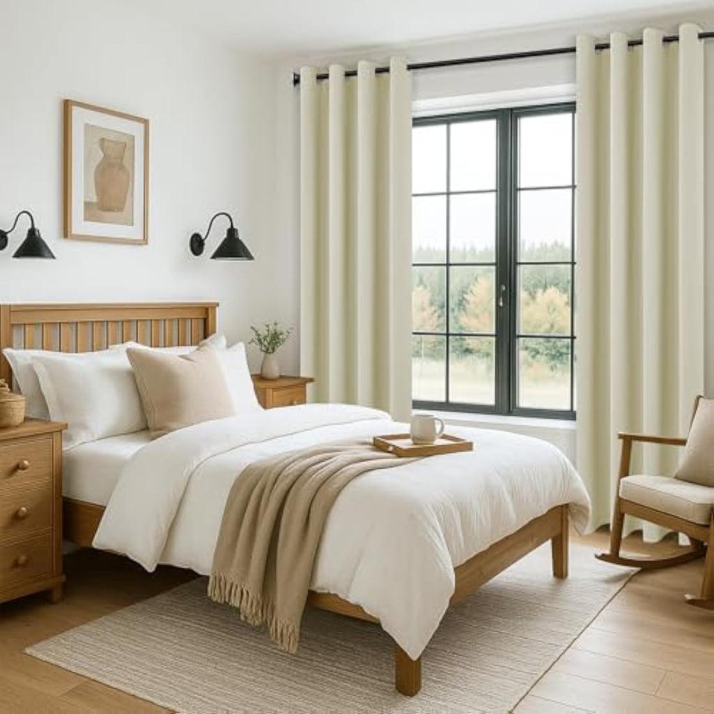 MRTREES Blackout Thermal Eyelet Curtains - Biscotti Beige, 46x90 Inch, 2 Pack
