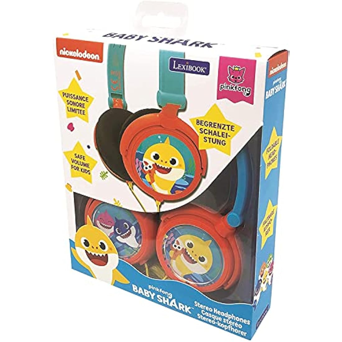 Lexibook Baby Shark Kids Wired Headphones – Foldable & Volume Limited