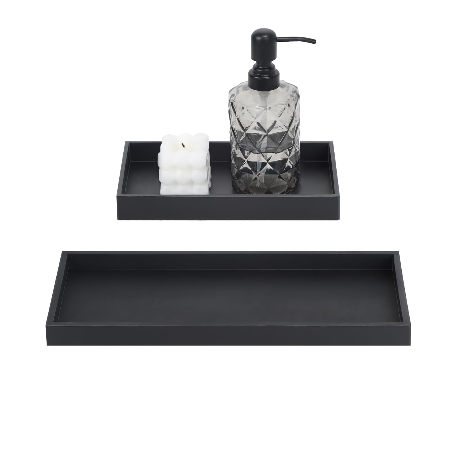 Set of 2 Black Silicone Bathroom Trays – Non-Slip Storage