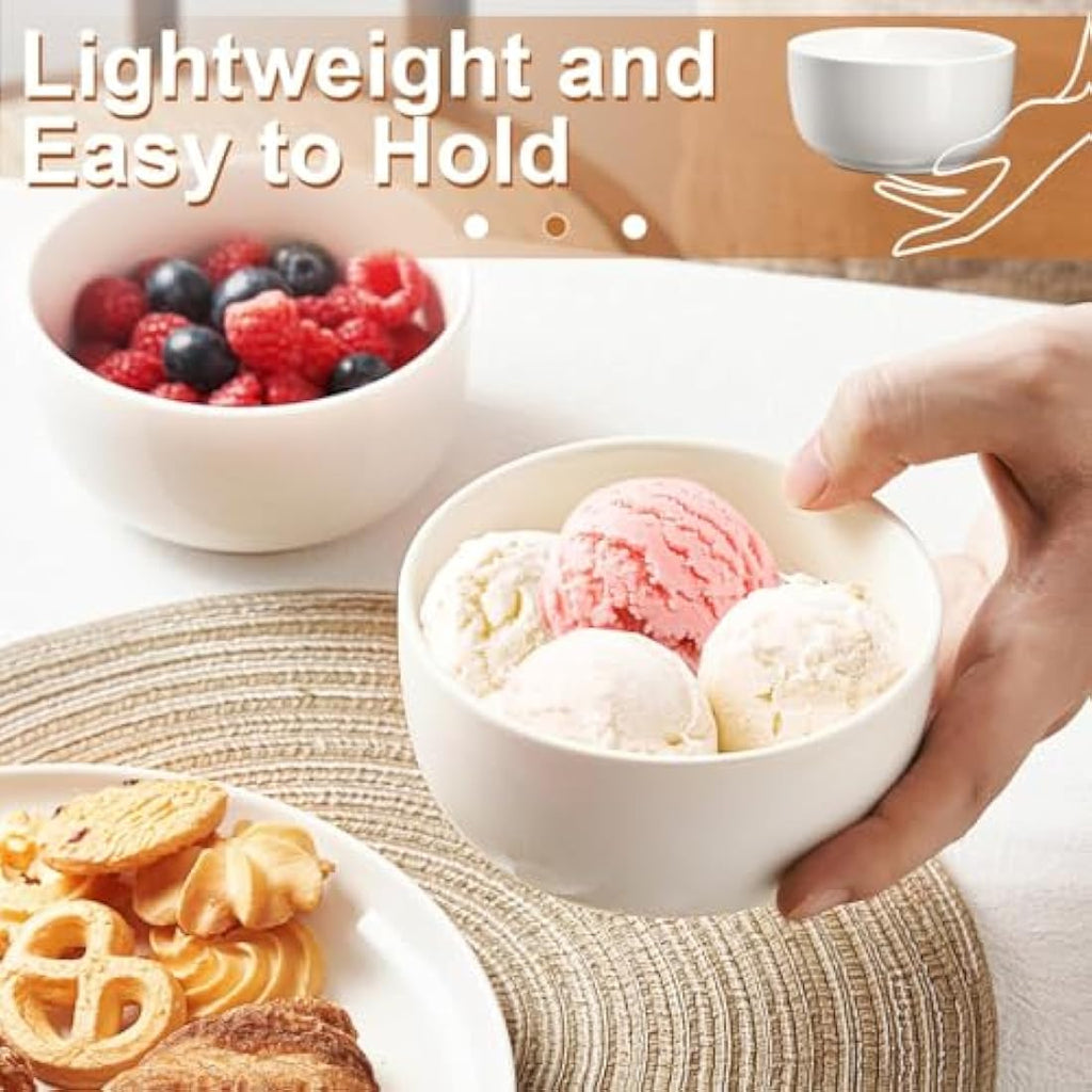 Jassceram 12oz Ceramic Cereal Bowls - Set of 8 Small Porcelain Soup Bowls