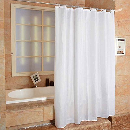 2 UR DOOR Pure White Mould Proof and Mildew Resistant Shower Curtain - Polyester Shower Curtain Liner with 12 Hooks - image 1