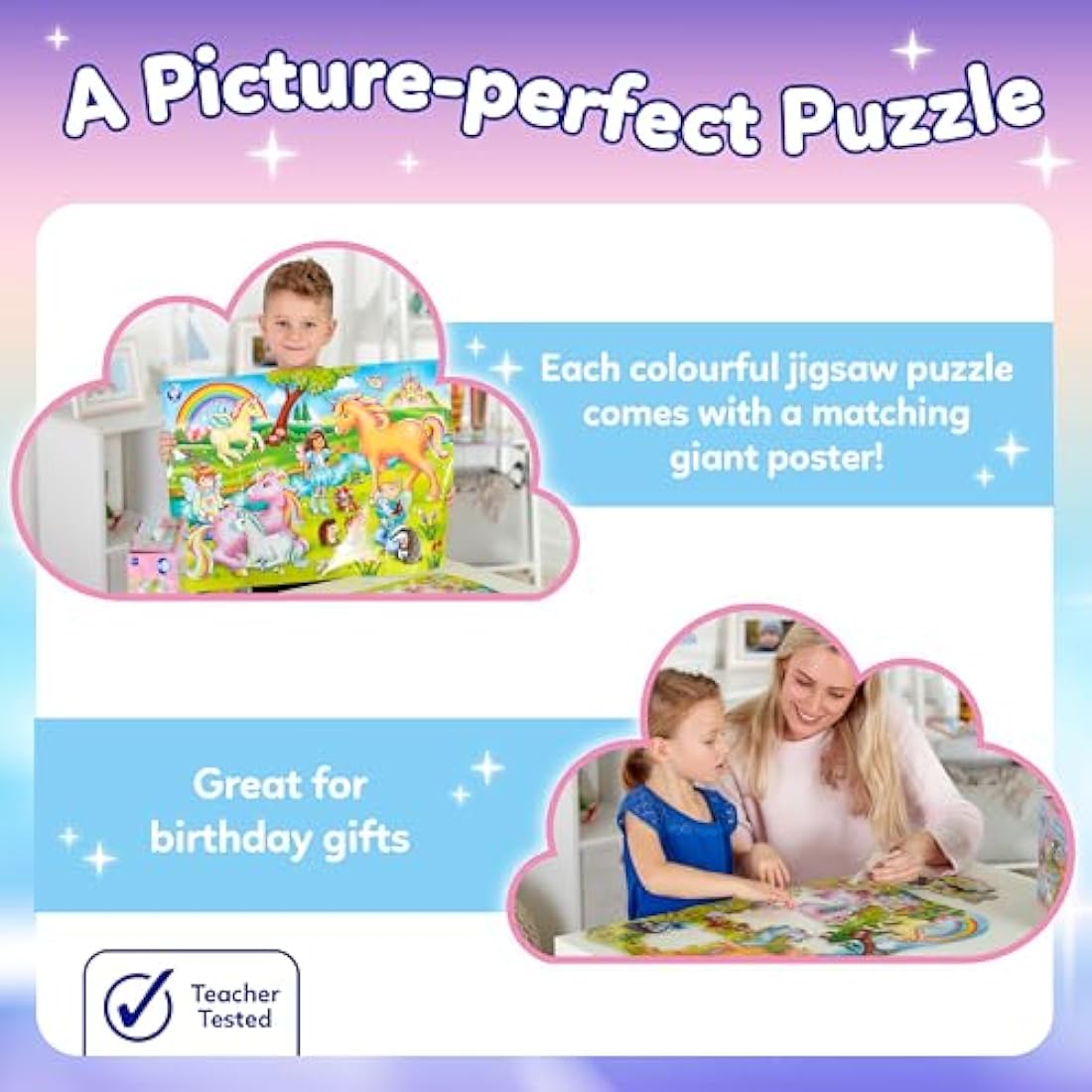 Orchard Toys Unicorn Friends 50-Piece Jigsaw Puzzle with Poster – Age 4+