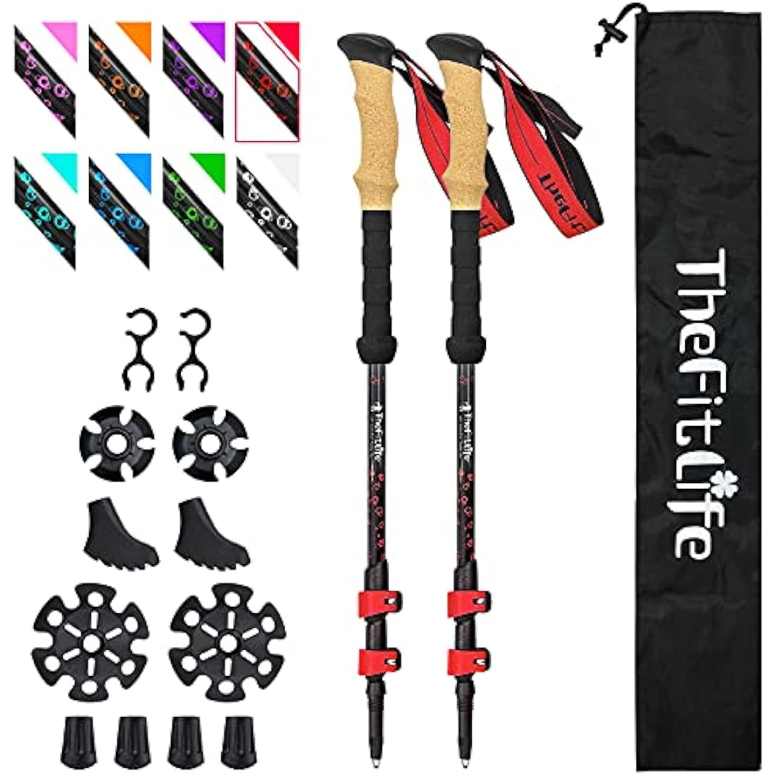 TheFitLife Carbon Fiber Trekking Poles | Ultralight Collapsible Hiking Sticks
