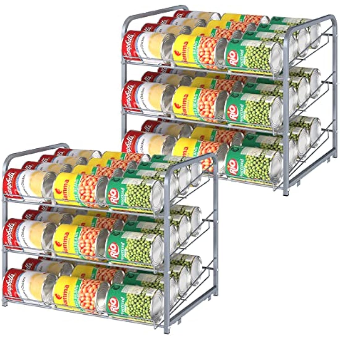 Stackable Can Rack Organizer | 2-Pack Metal Pantry Storage