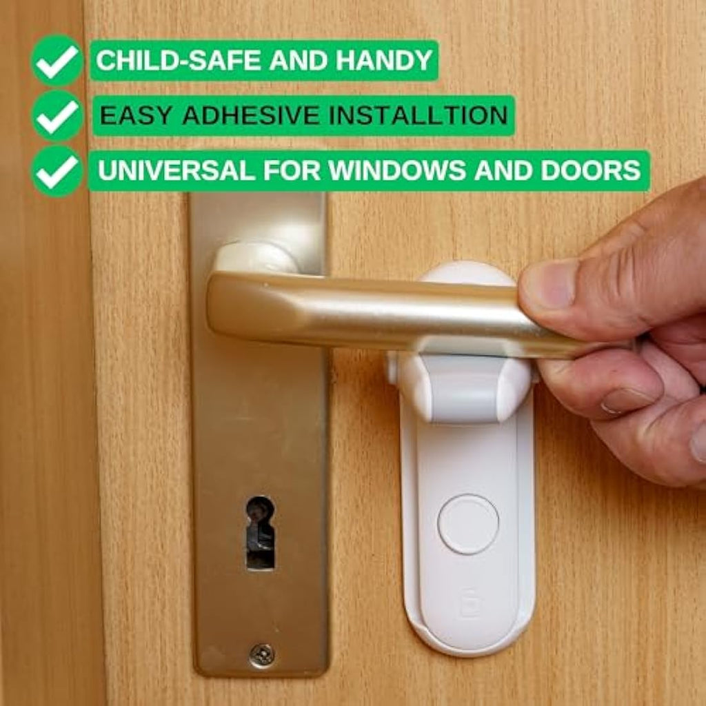 Child Proof Door Lever Lock – 2 Pack White Safety Latch