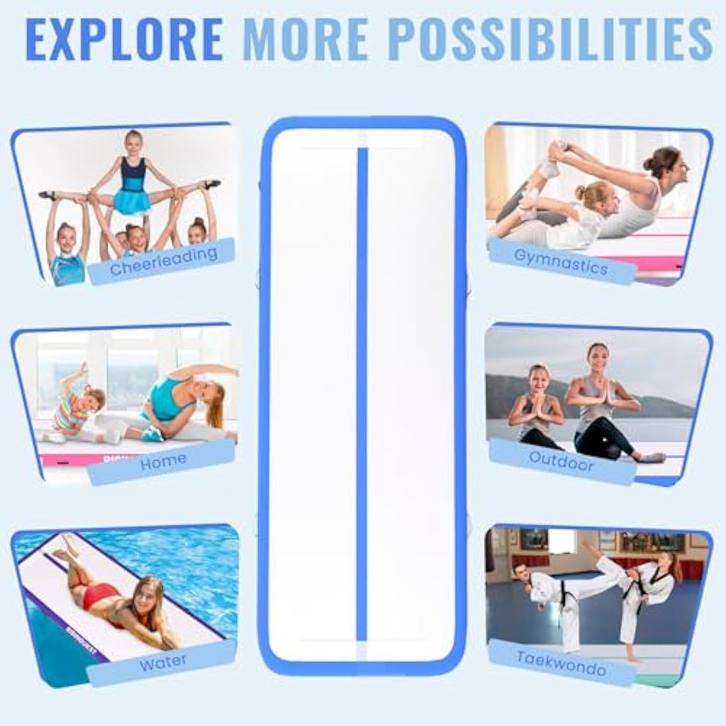RisingUKST Inflatable Air Gymnastics Tumbling Mat – Durable PVC Training Mat