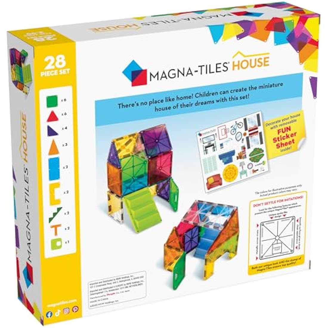 Magna-Tiles 28-Piece House Set | Magnetic STEM Building Tiles for Kids