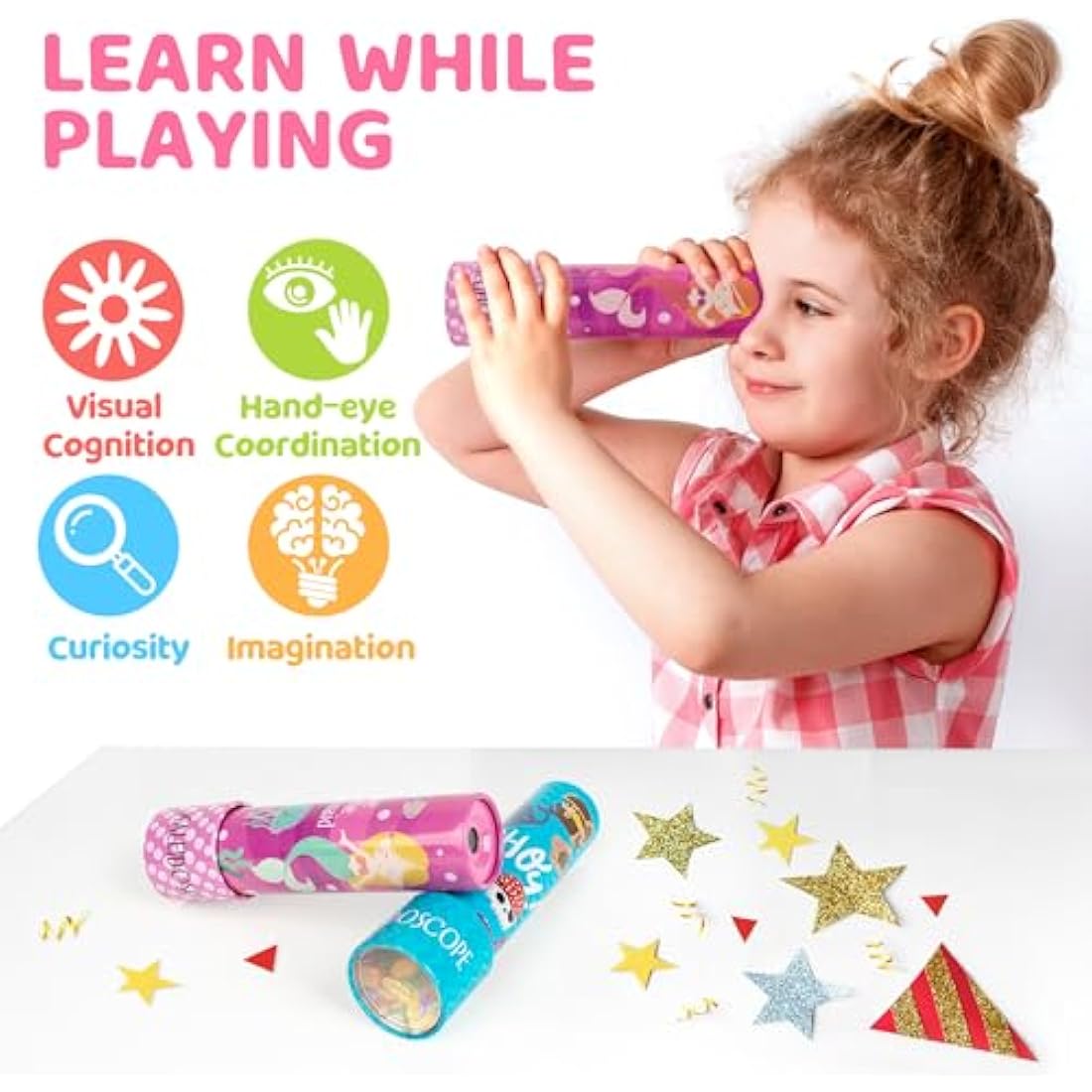 D-FantiX Tin Kaleidoscope 2-Pack – Retro Metal Educational Toys for Kids