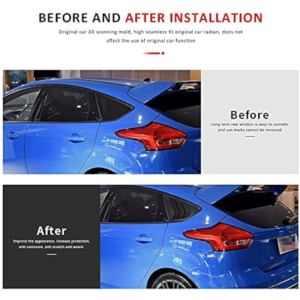 MARCHFA Rear Side Window Louvers for Ford Focus ST RS MK3 – Matte Black