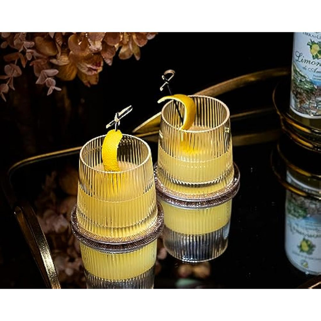 Art Deco Crystal Gin Tumbler Glasses - Set of 4 Short Lowball