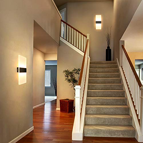 Glighone LED Wall Sconce – 2-Pack Modern Black Acrylic Indoor Wall Lights